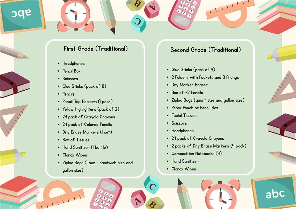 1st Grade Supplies