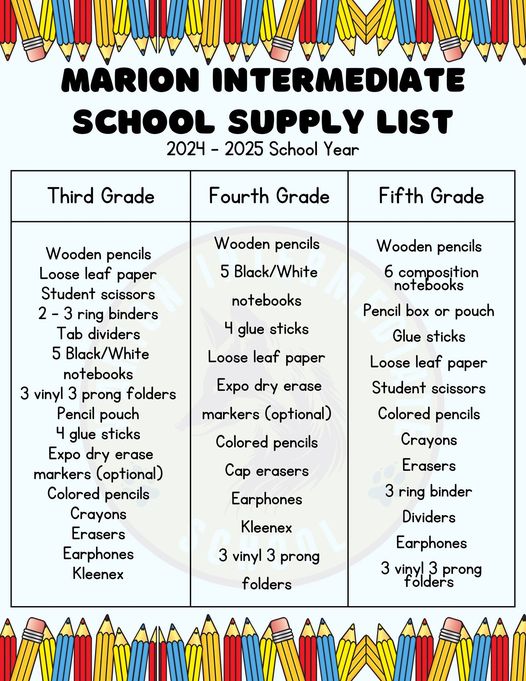  2024-2025 School Supply List