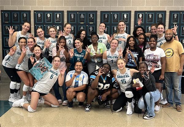 Lady Aucs with CCU Volleyball Team